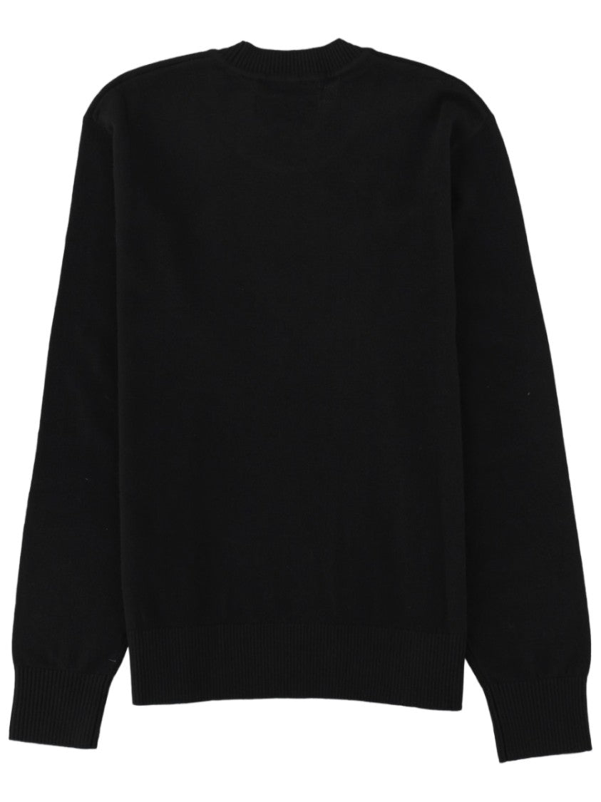 Versace Jeans Couture Black Knit Sweater With Bold Logo Detail