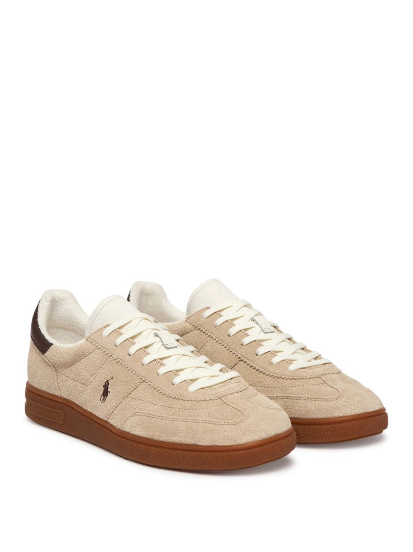 Polo Ralph Lauren Beige Suede Low-Top Sneakers With Contrasting Details