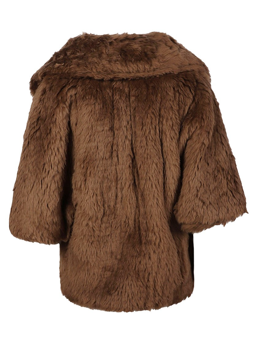 Max Mara Brown Mxaaccorta Virgin Wool Short Cape