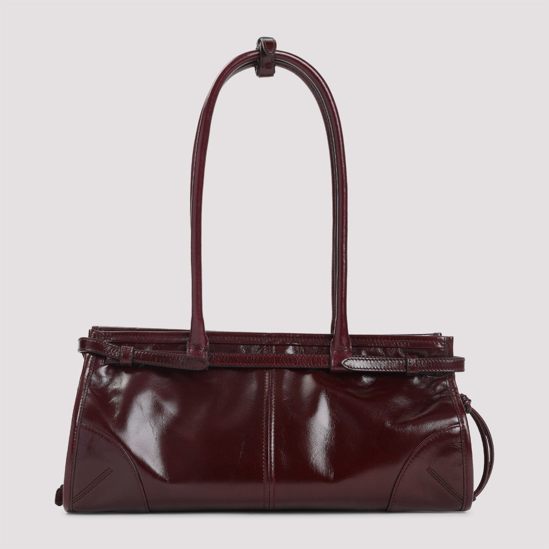 Prada Bordeaux Calf Leather Handbag With Adjustable Shoulder Strap