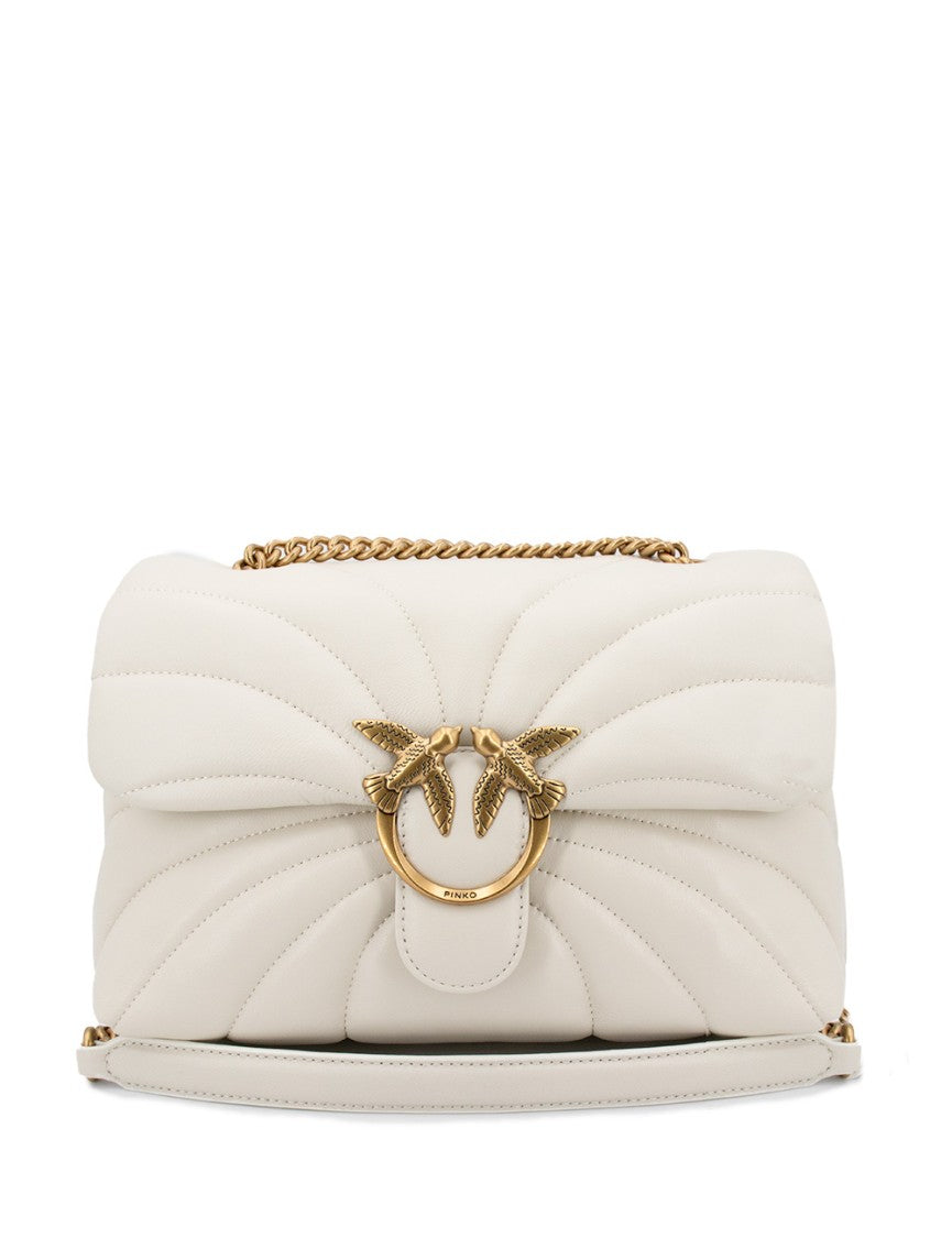 Pinko Puff Leather Bag With Iconic Metal Buckle And Suede Lining