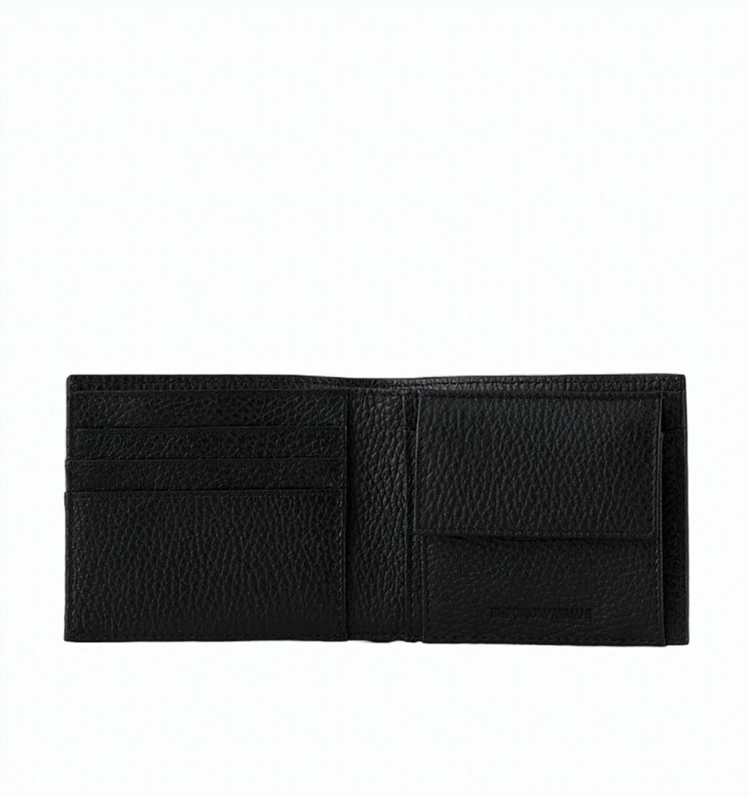 Emporio Armani Tumbled Leather Rubberized Logo Purse Wallet
