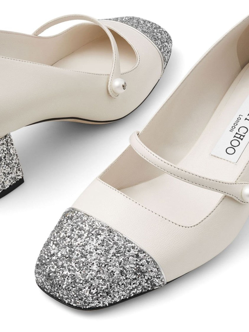 Jimmy Choo Pumps With Glittered Cap Toe And Mary Jane Strap