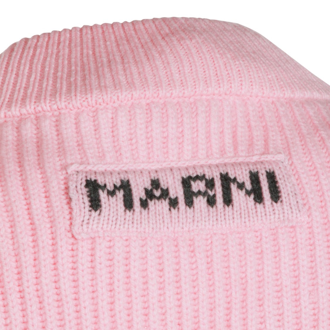 Marni V-Neck Wool Knitwear Sweater With Ribbed Accents