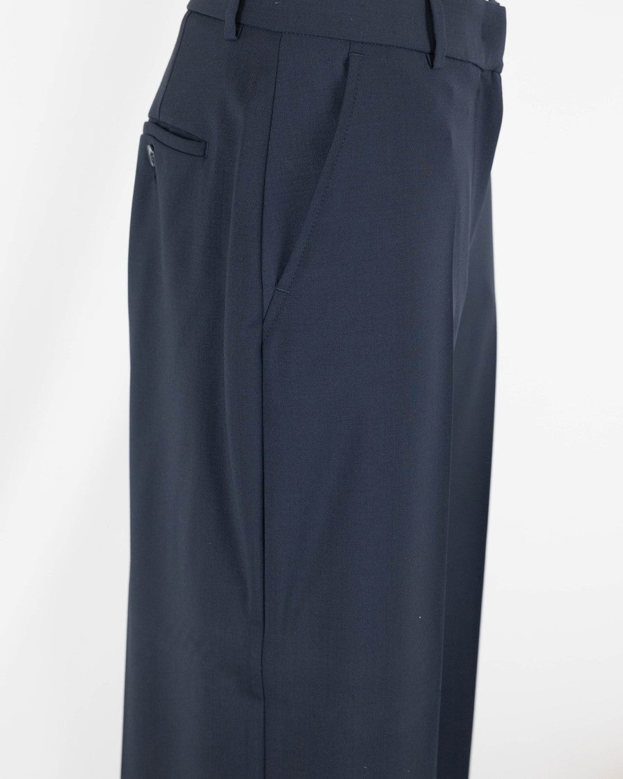 Max Mara Palazzo Trousers In Pure Stretch Wool With Tailored Details