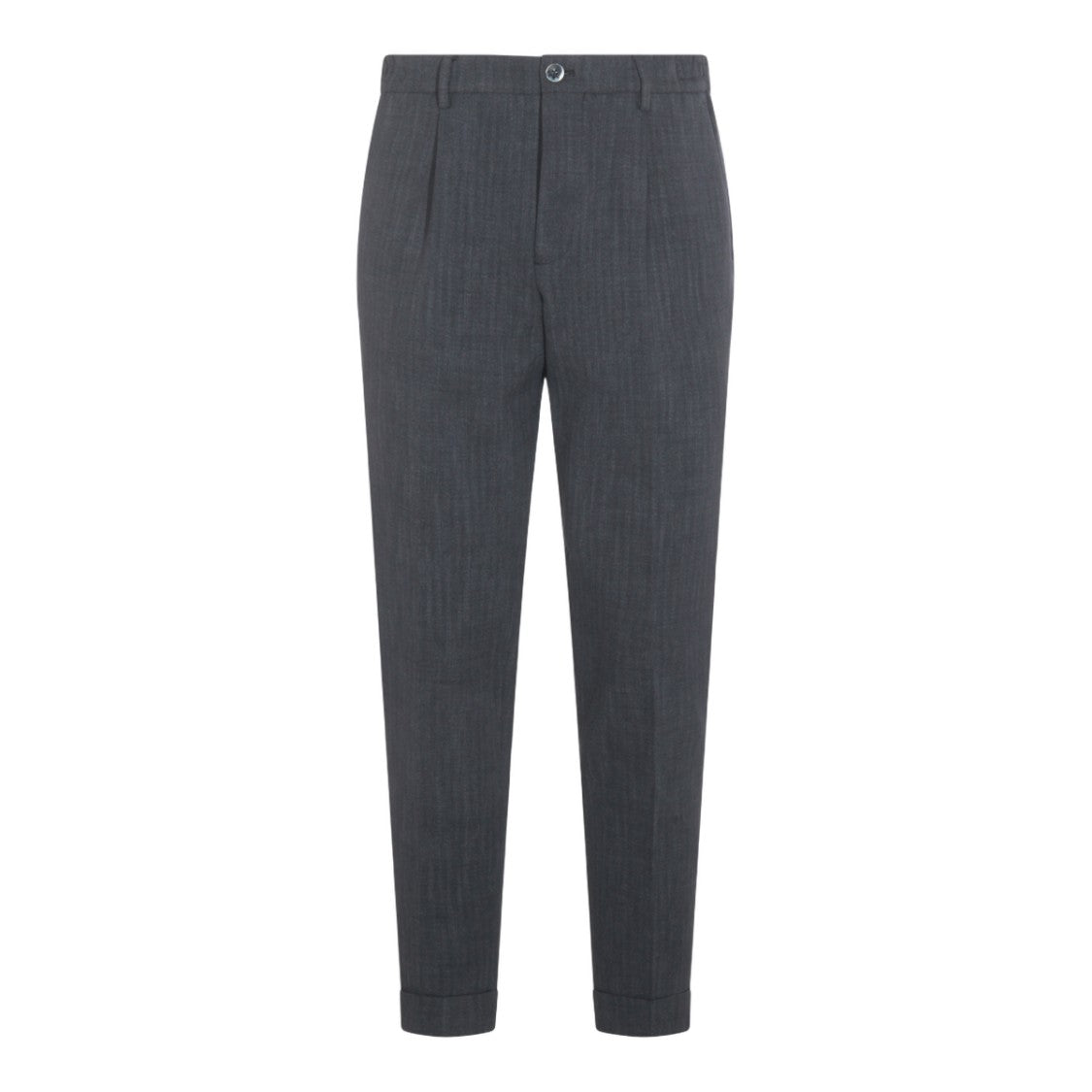 Gta Il Pantalone Tailored Dark Grey Trousers With Herringbone Pattern