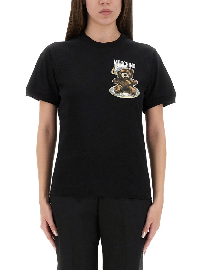 Moschino Playful Black T-Shirt With Teddy Bear Print