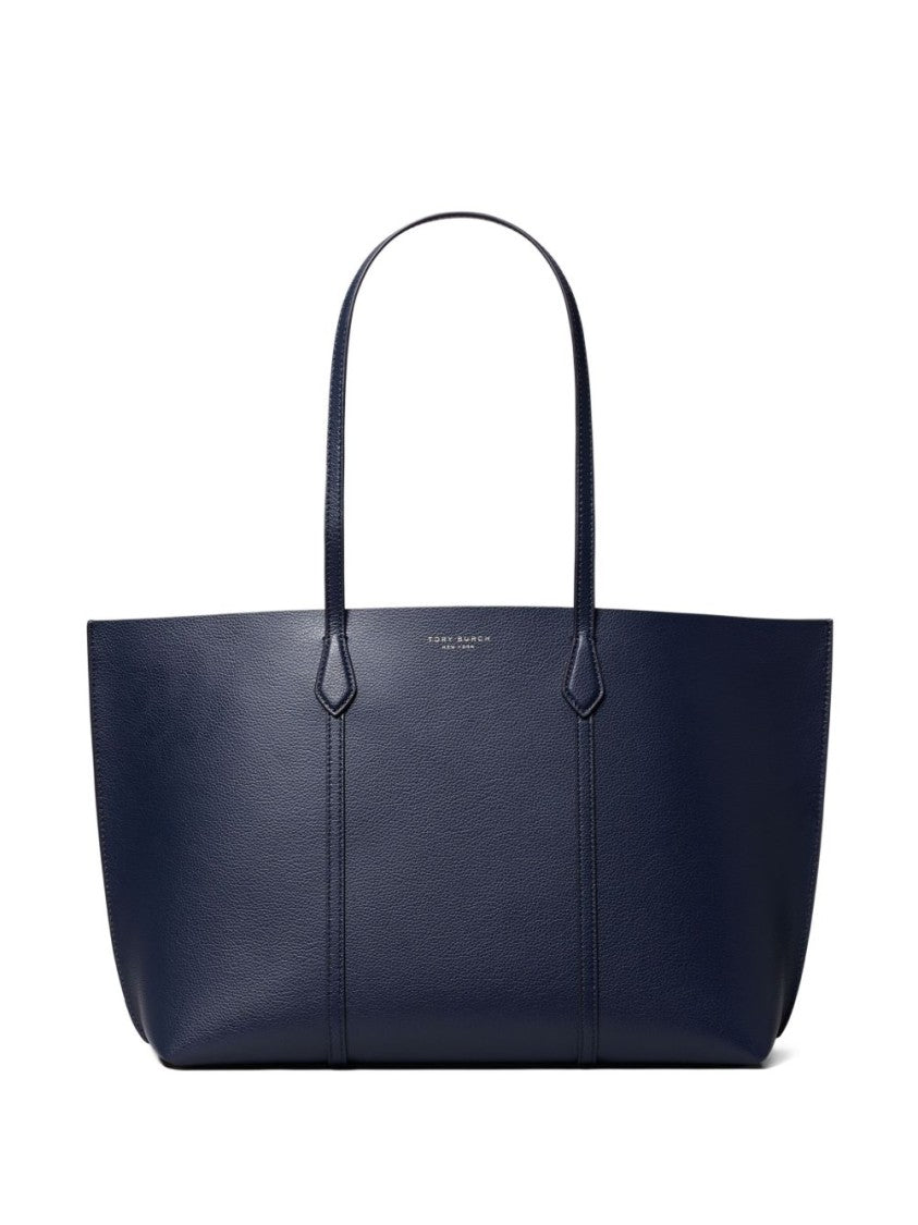 Tory Burch Structured Blue Cow Leather Tote Bag