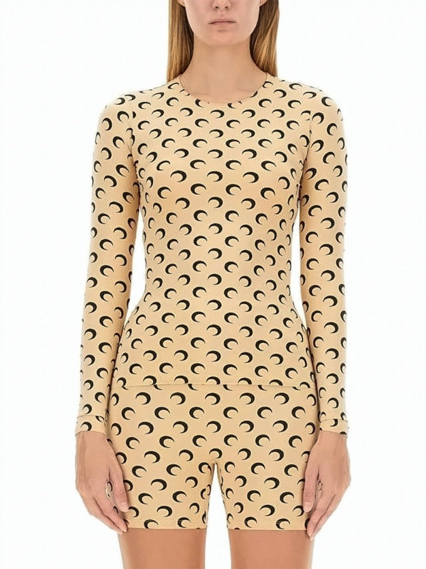 Marine Serre Crescent Moon Print Long-Sleeve Top