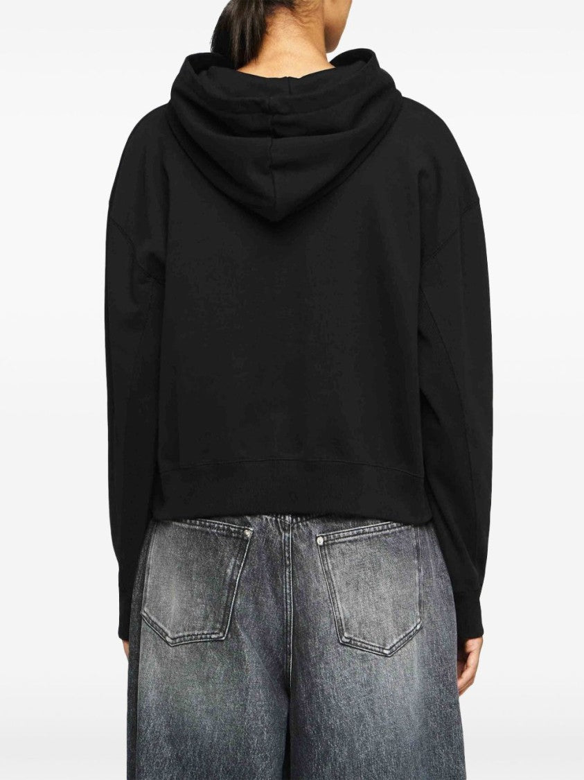 J. W. Anderson Cropped Black Hoodie With Subtle Branding And Relaxed Fit