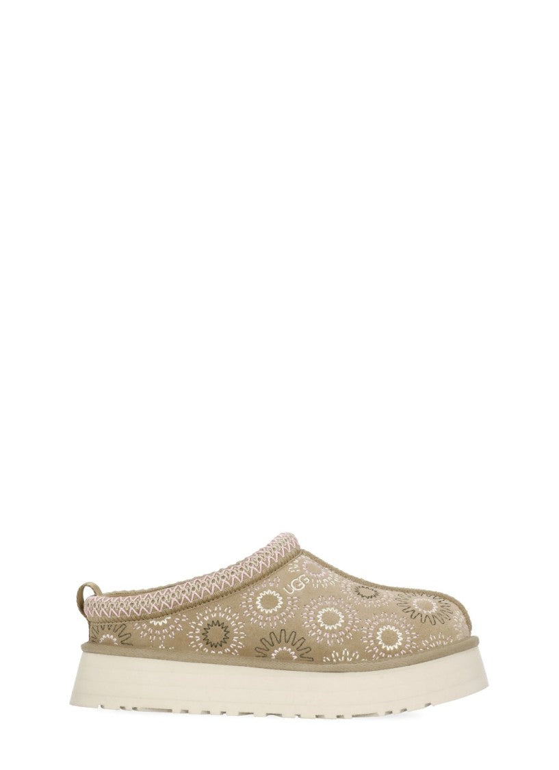 Ugg Beige Tazz Embroidered Suede Loafers