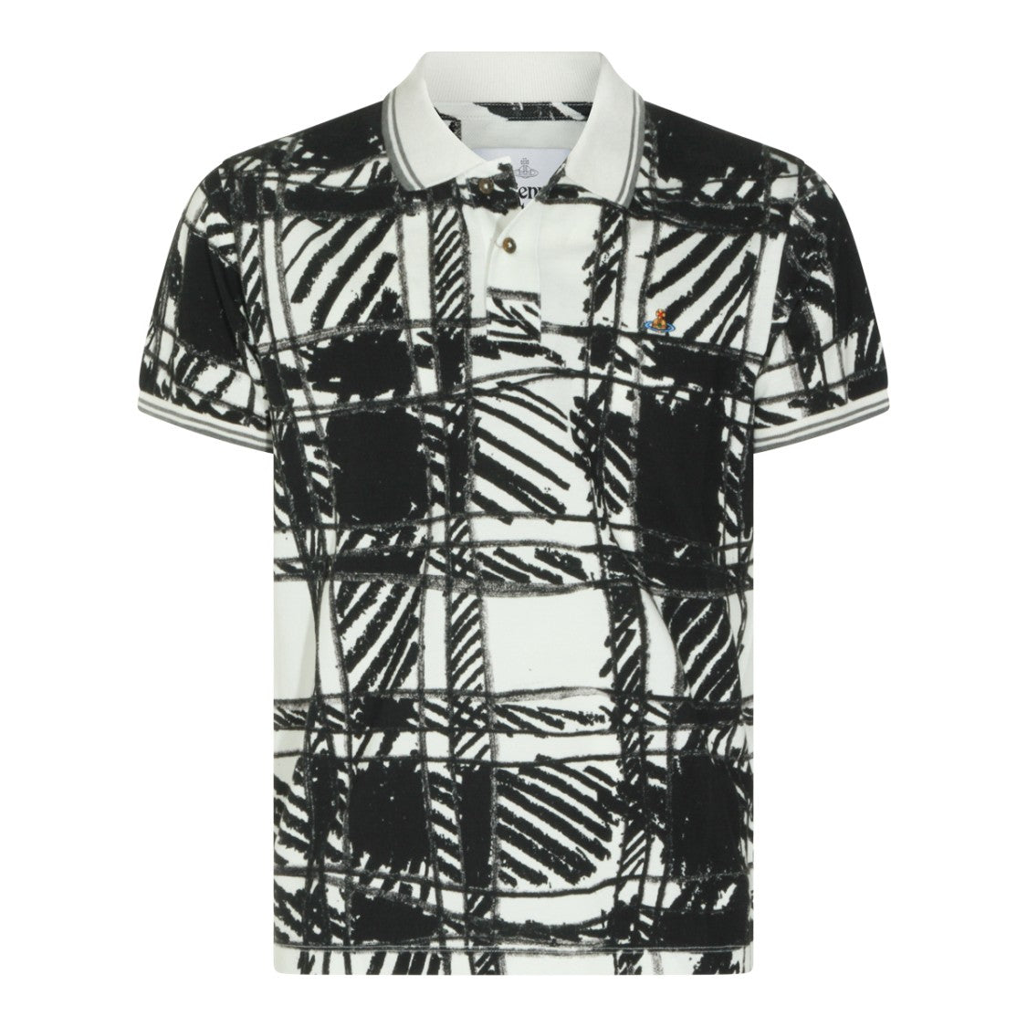 Vivienne Westwood Black Cotton All Over Polo Shirt