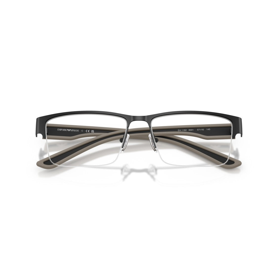Emporio Armani 0Ea1182 Semi-Rimless Rectangular Eyeglasses With Black Frame