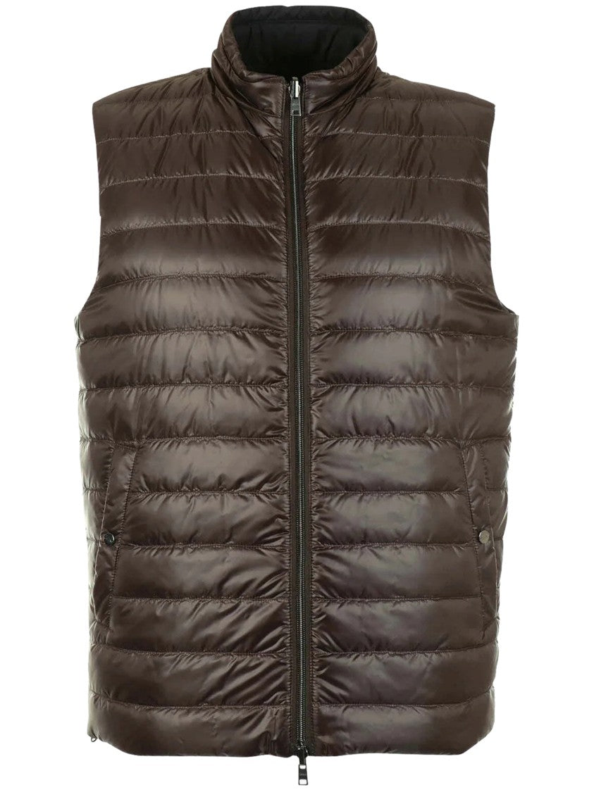 Herno Brown Reversible Sleeveless Puffer Vest