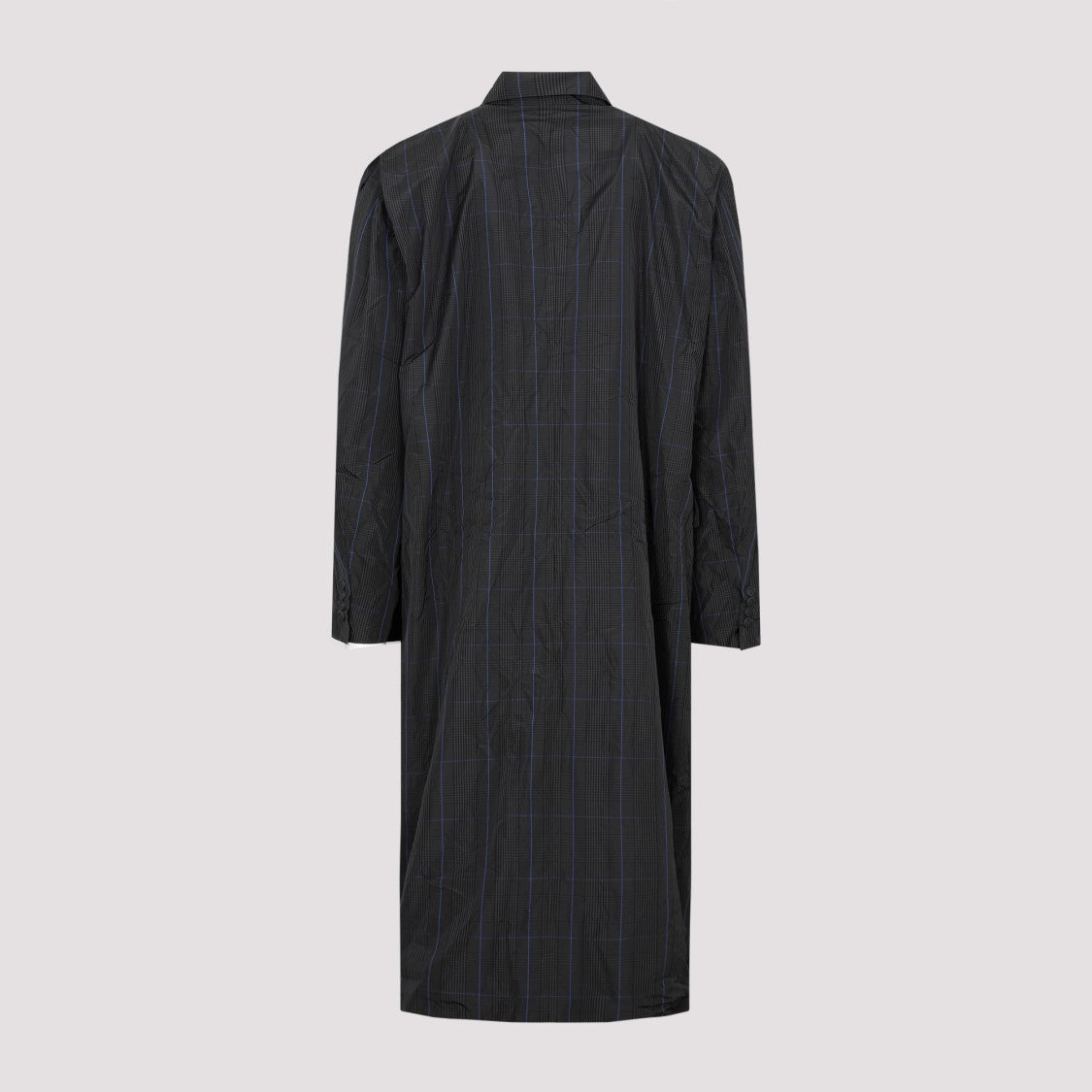 Balenciaga Gray Chechered Long Raincoat