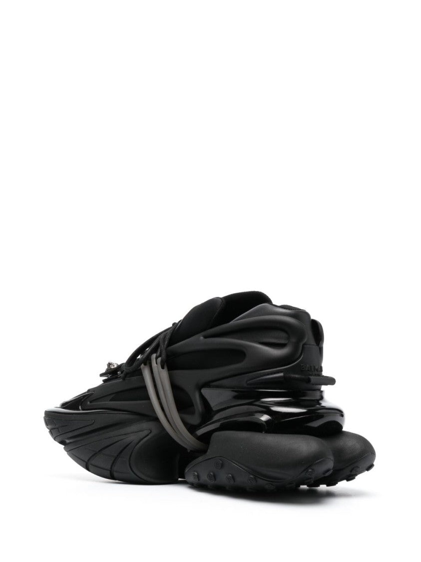Balmain Black Silk And Nylon Lace Sneakers