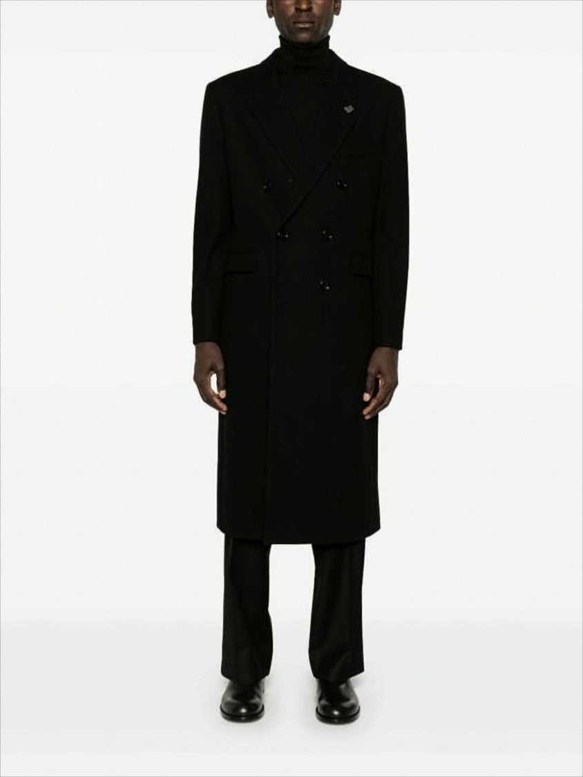 Lardini Classic Double-Breasted Coat With Tailored Silhouette