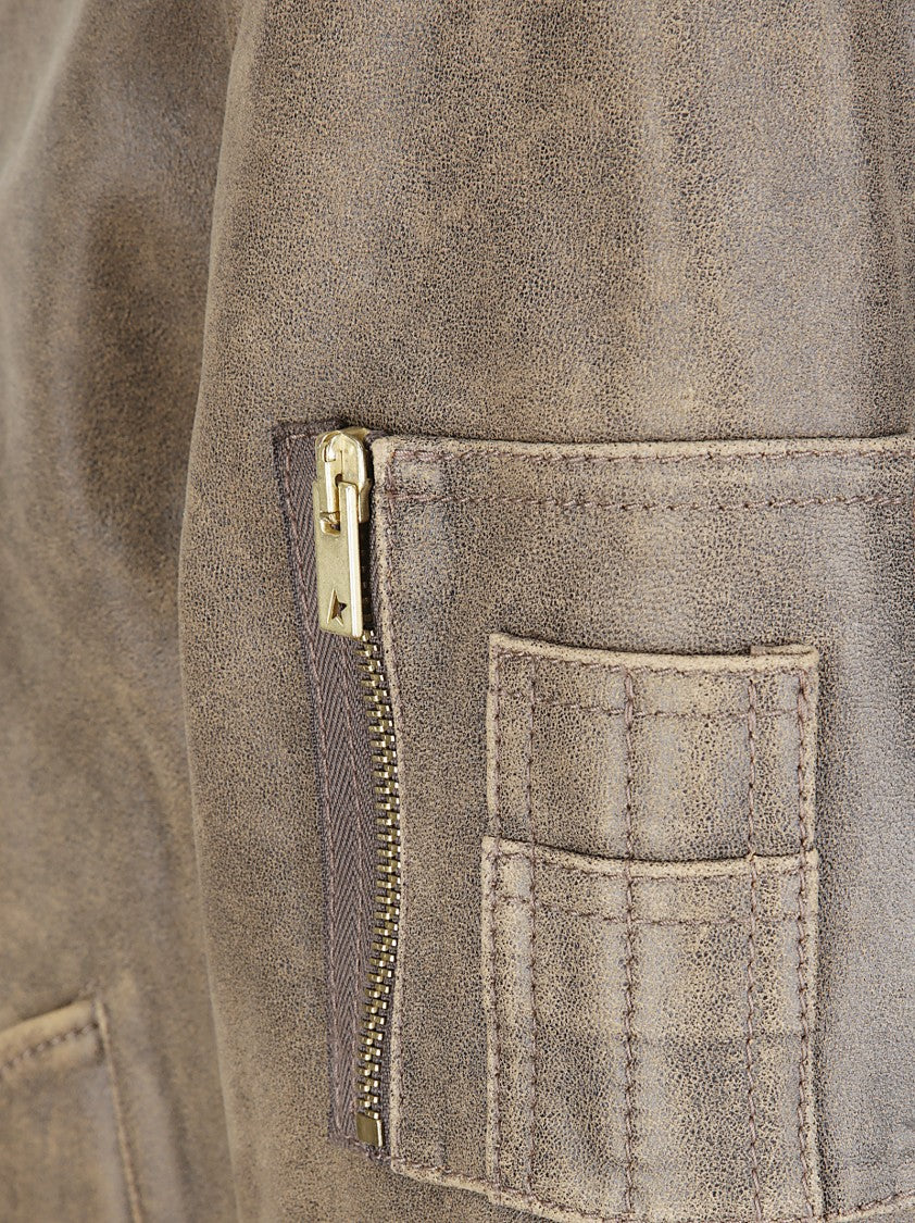 Golden Goose Journey Unisez Padded Leather Bomber Jacket