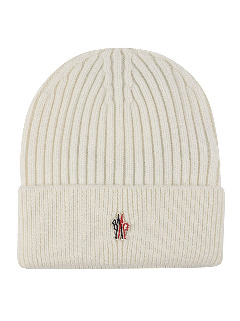 Moncler Grenoble Embroidered Virgin Wool Ribbed Knit Beanie