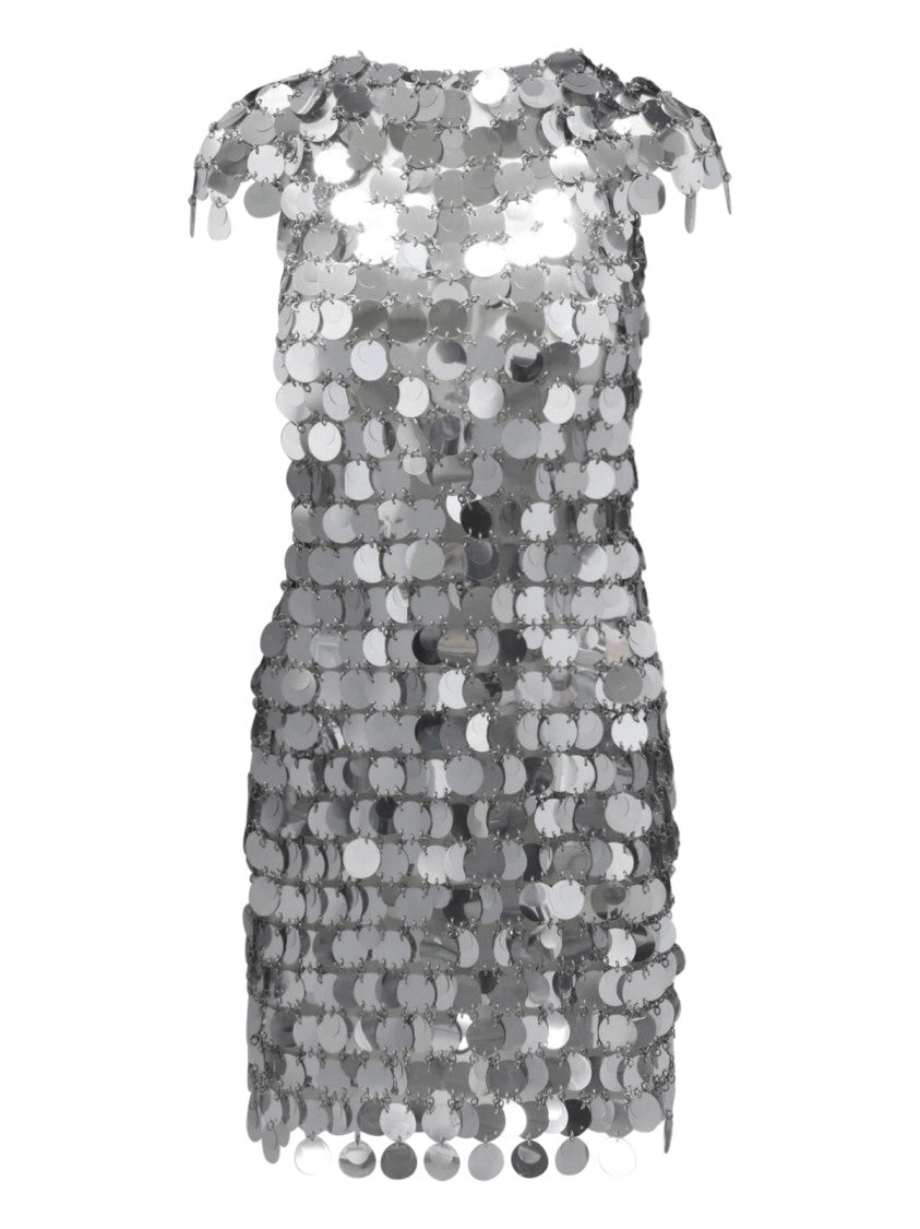 Rabanne Mini Dress With All-Over Silver Sequins And Round Neckline