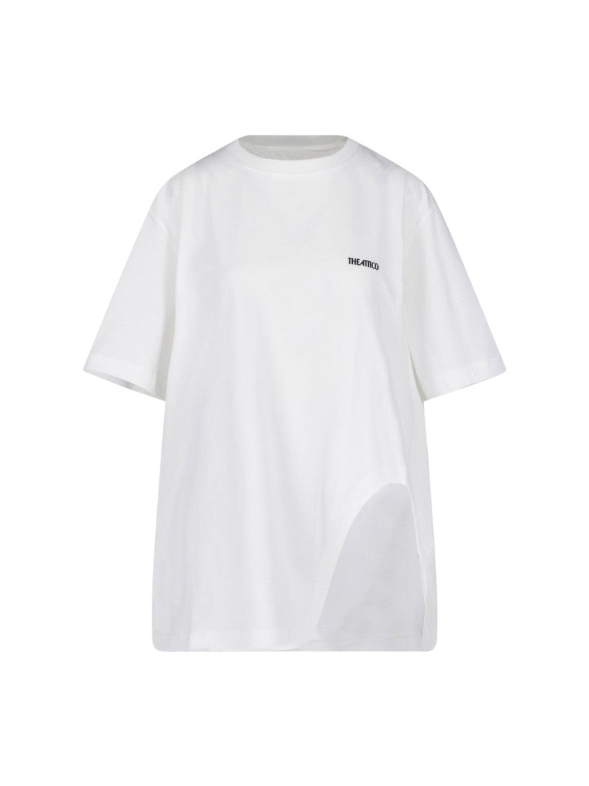The Attico White Short-Sleeve T-Shirt With Curved Cutout Detail