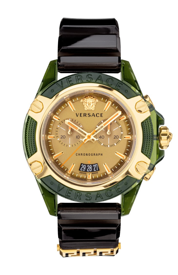 Versace Icon Active Chronograph With Gold Dial And Green Case