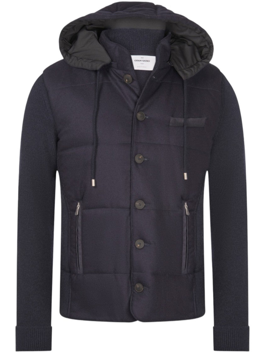Gran Sasso Quilted Flannel Jacket With Eco-Friendly Padding And Removable Hood