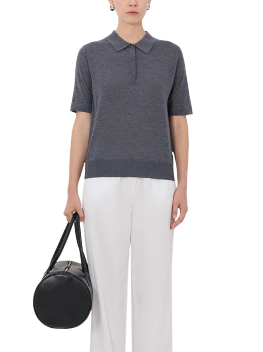 Loulou De Saison Short-Sleeved Polo Shirt In Soft Cashmere