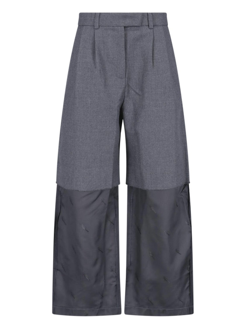 Vaquera Black Two-Tone Patterned Wide-Leg Trousers