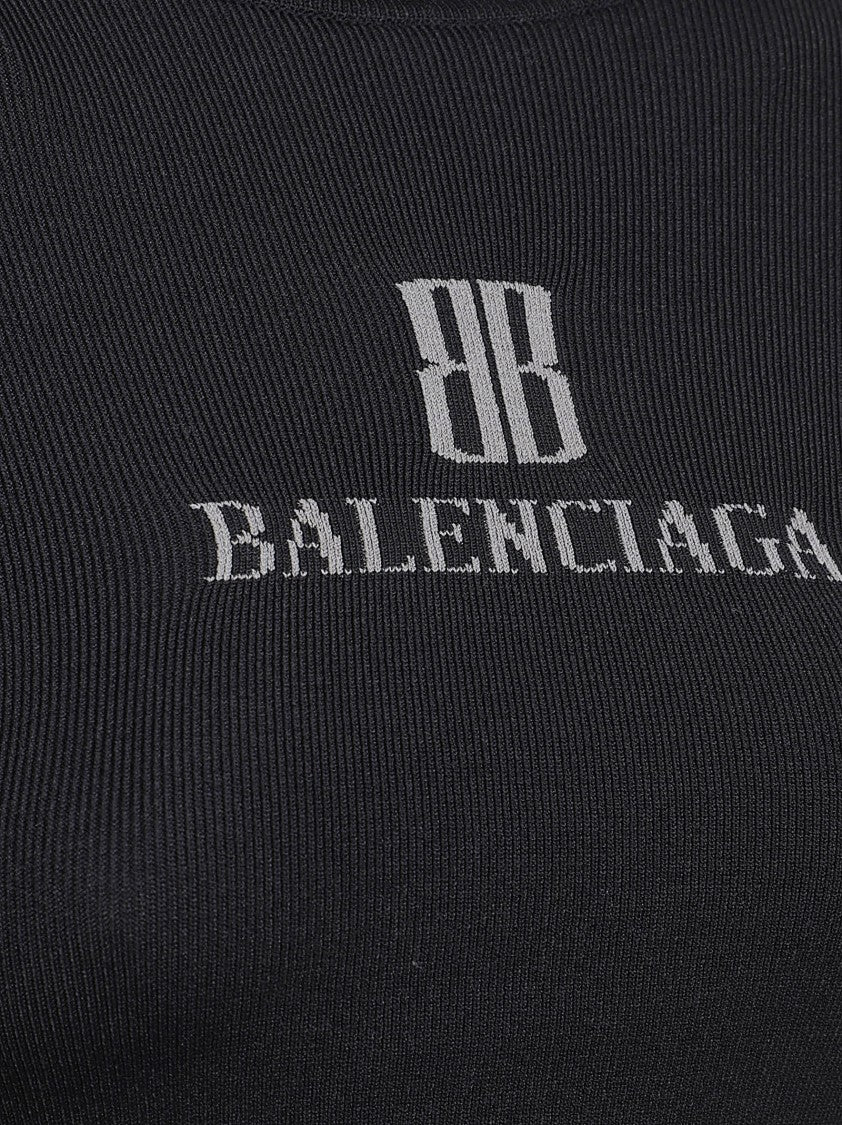 Balenciaga Fitted Ribbed Turtleneck Sweater With Logo