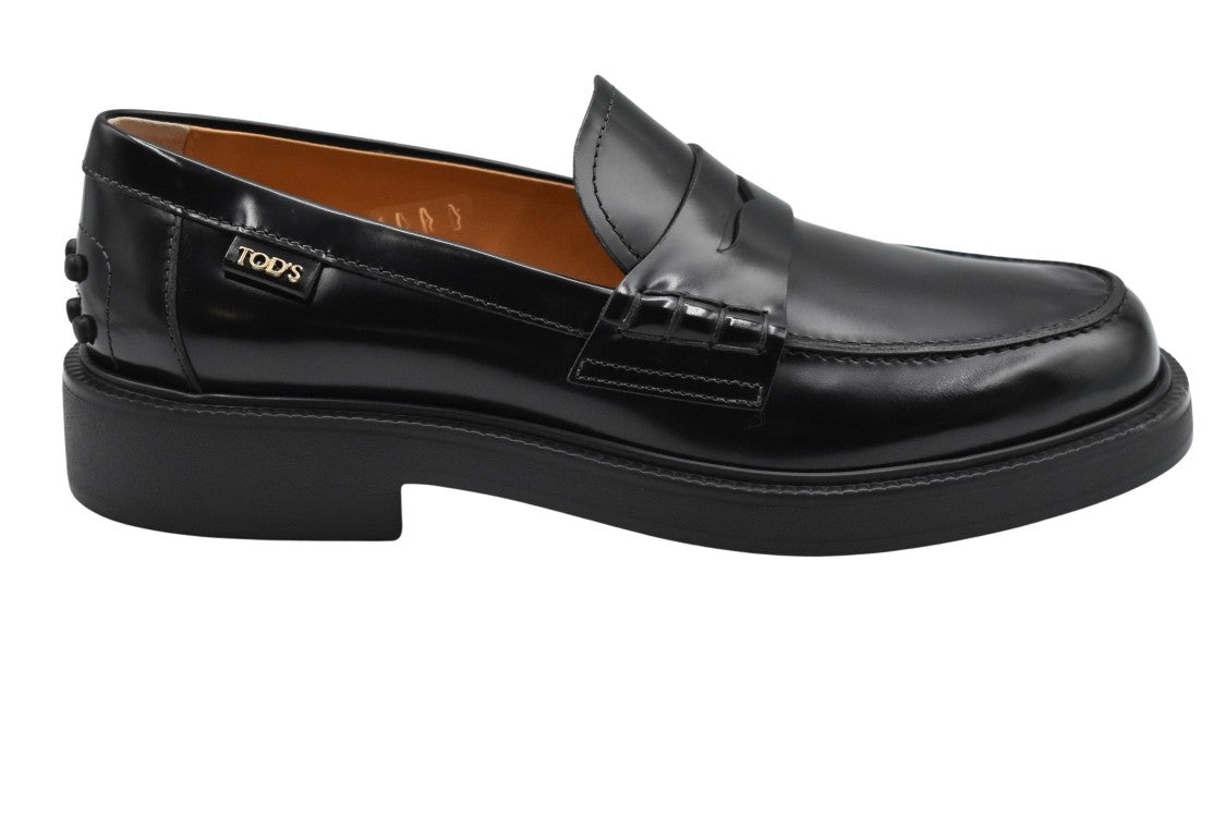 Tod's Laced Black Flat Shoes With Design