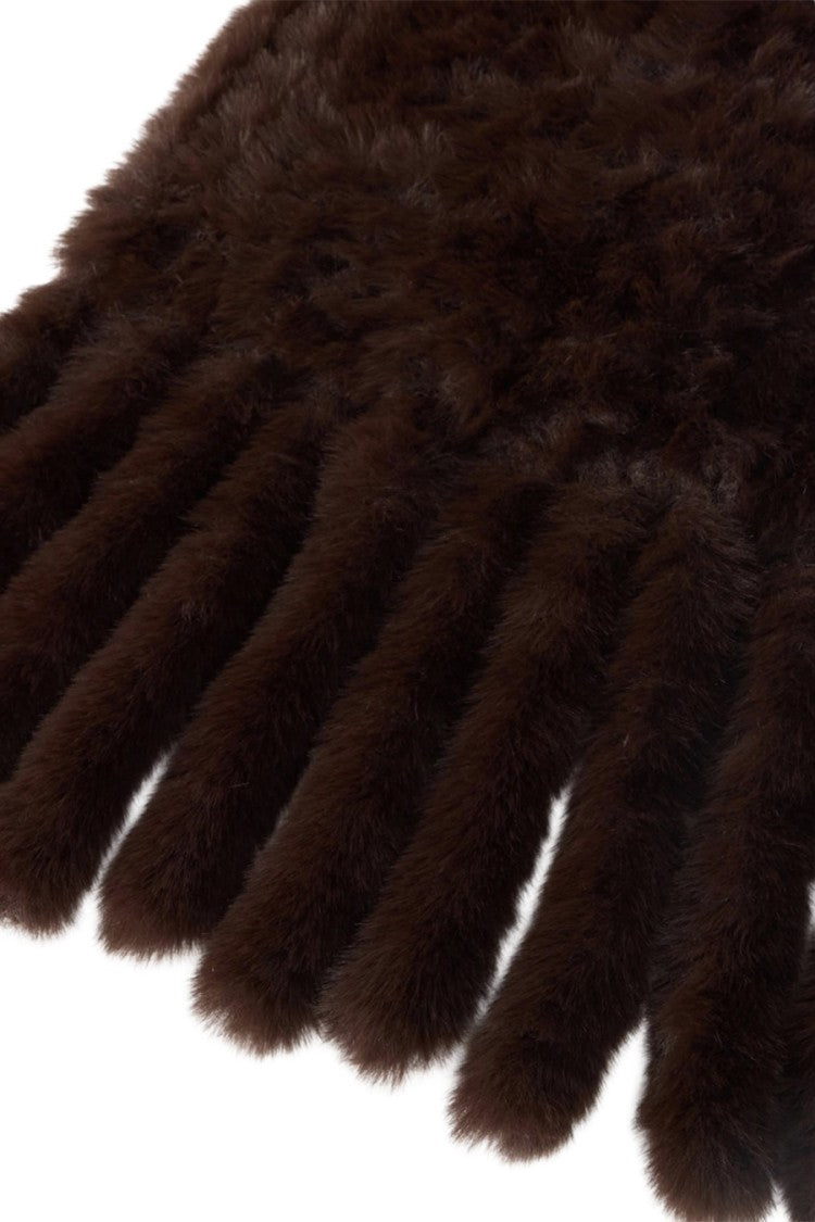 Pinko Brown Polyester Plush-Knit Scarf