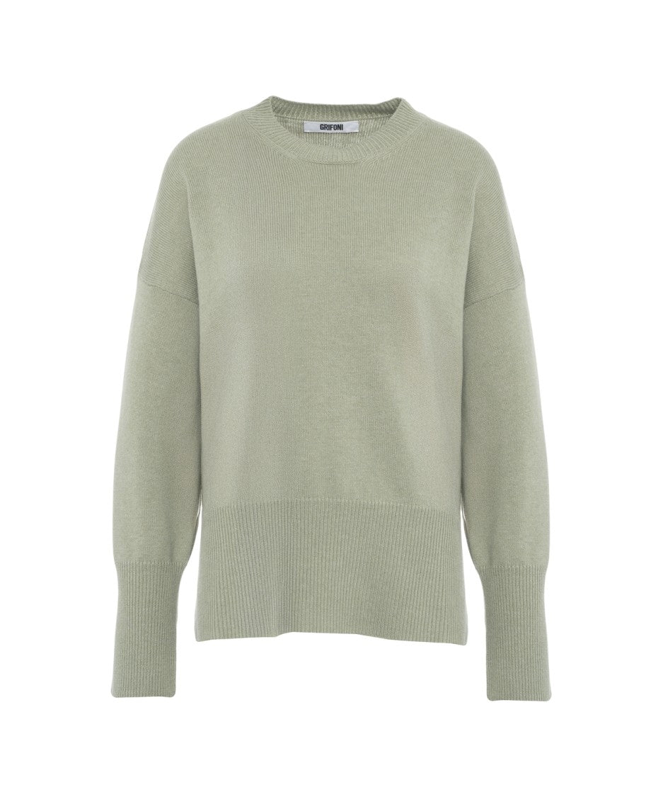 Grifoni Fine-Knit Pullover With Classic Round Neckline