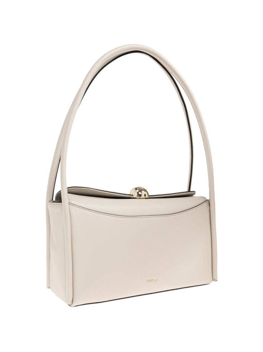 Furla Rectangular White Leather Handbag