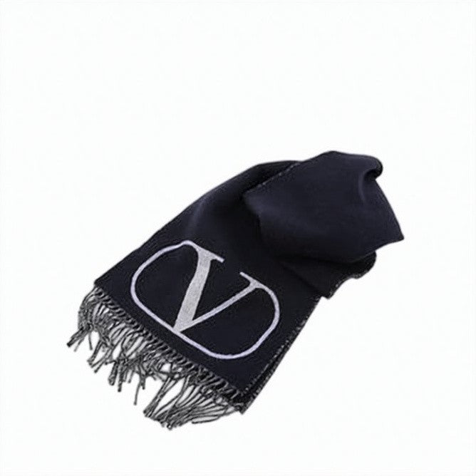 Valentino Garavani Fringed Logo Wool-Cashmere Scarf