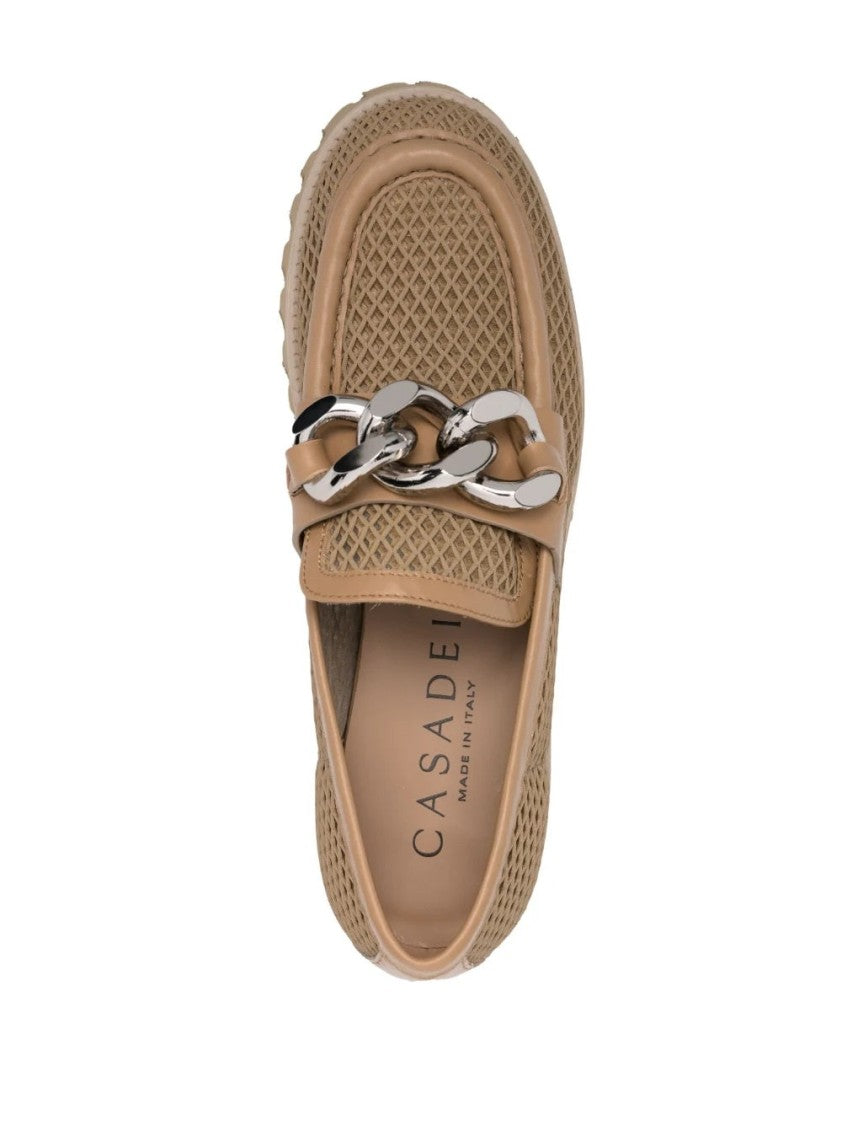 Casadei Beige Mesh Loafers