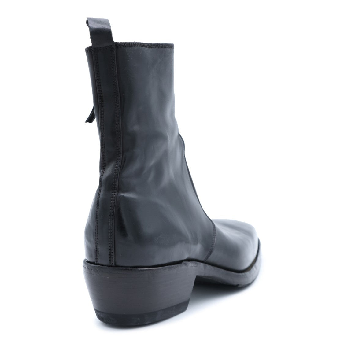 Premiata Black Polished Leather Pointed-Toe Block Heel Boots