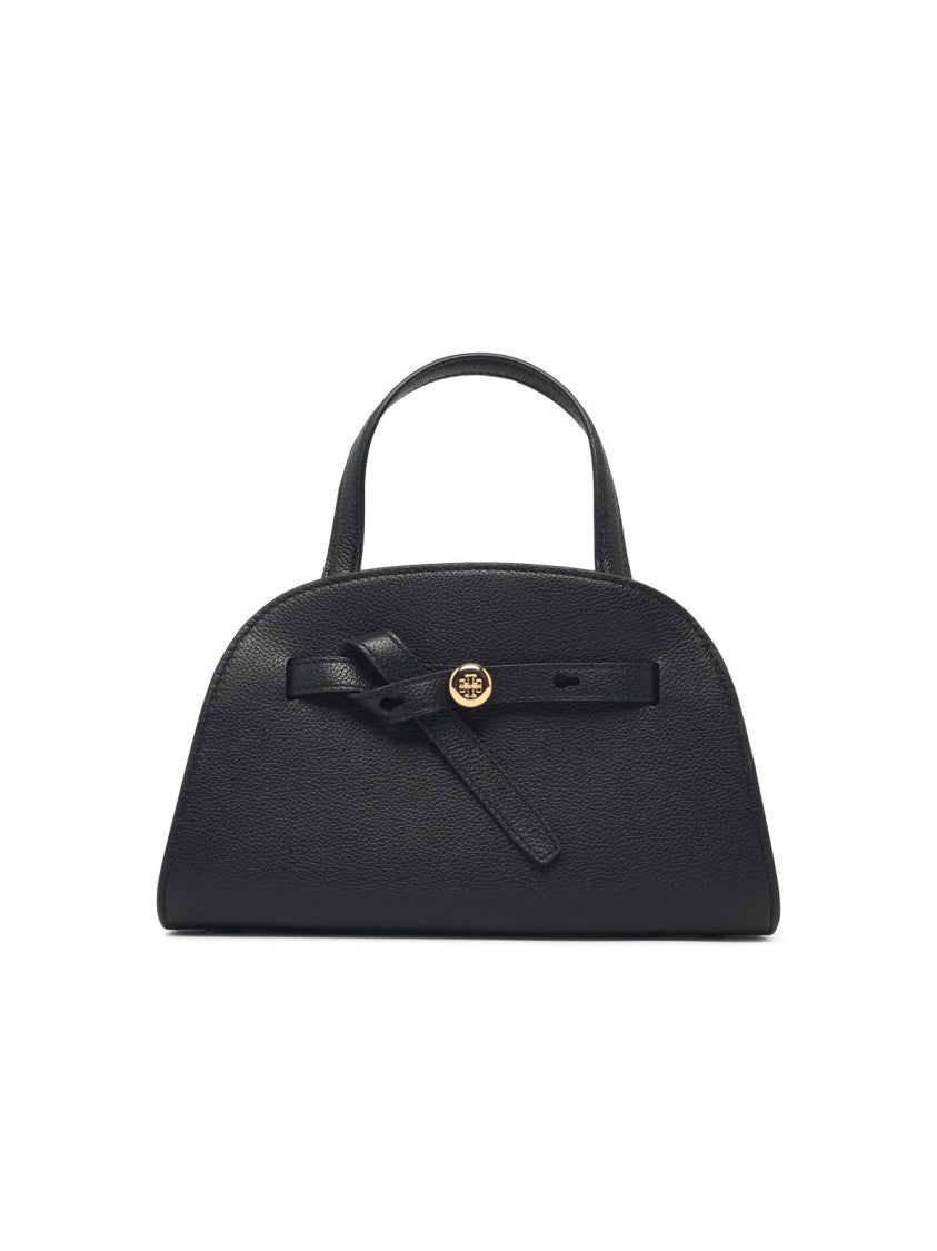 Tory Burch Romy Small Hammered Leather Top Case Bag - Black