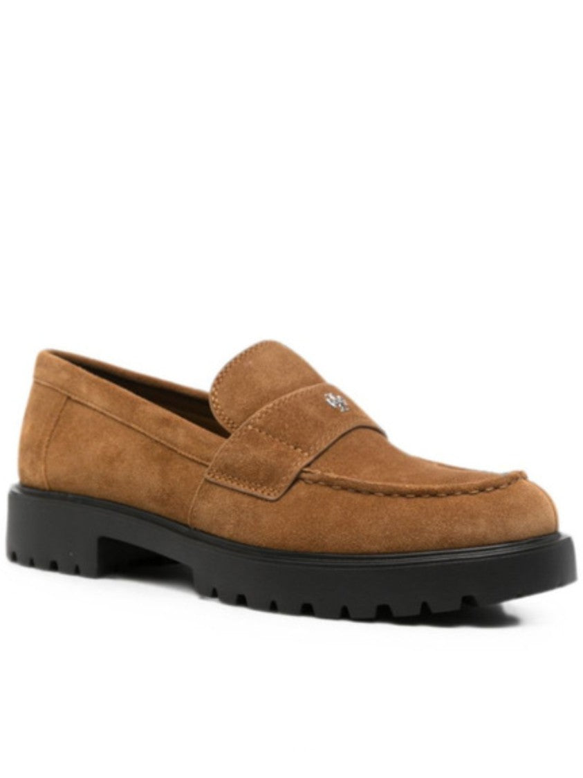 Tory Burch Brown Suede Penny Strap Loafers