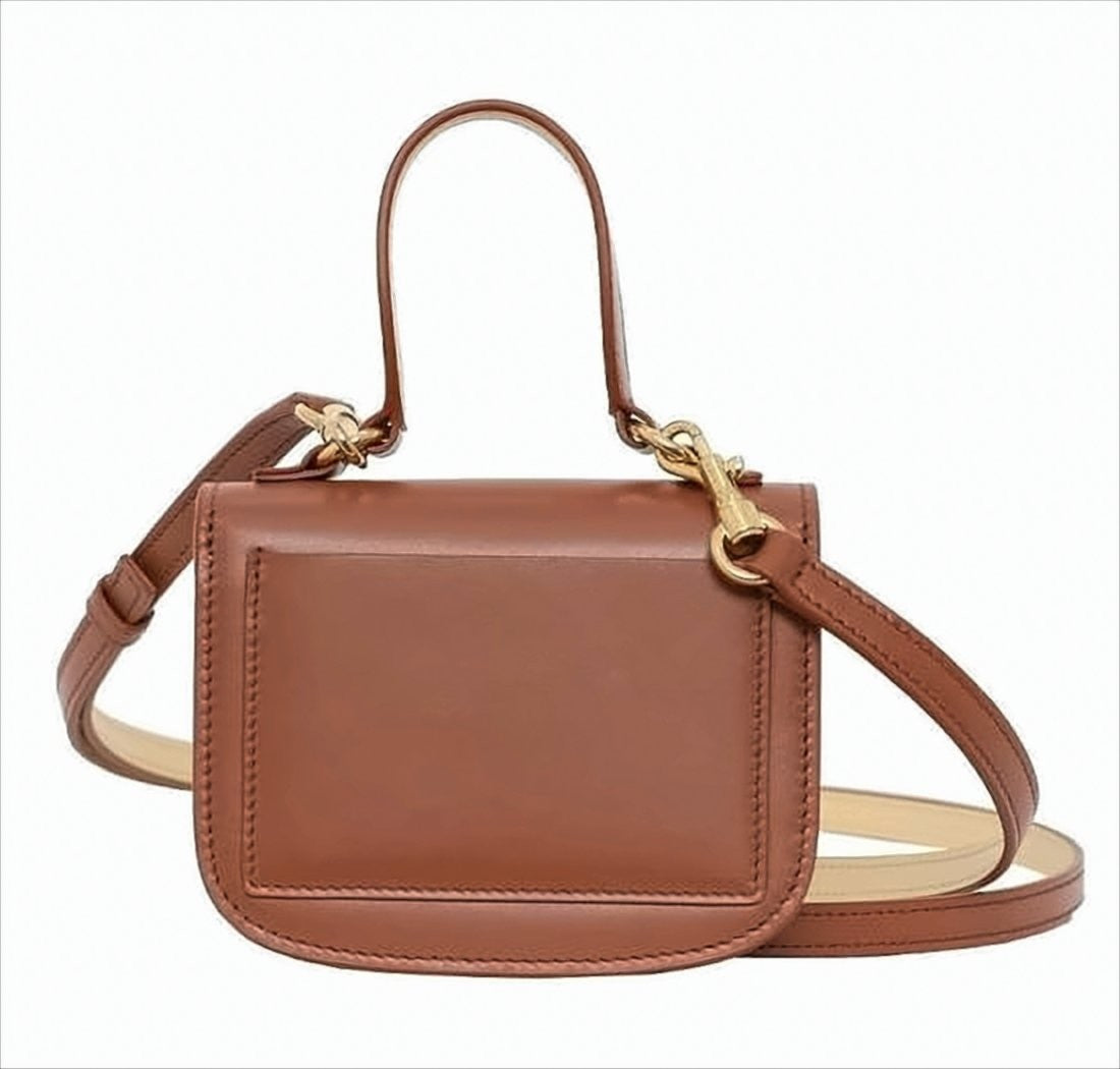 Jil Sander Structured Brown Calf Leather Shoulder Bag