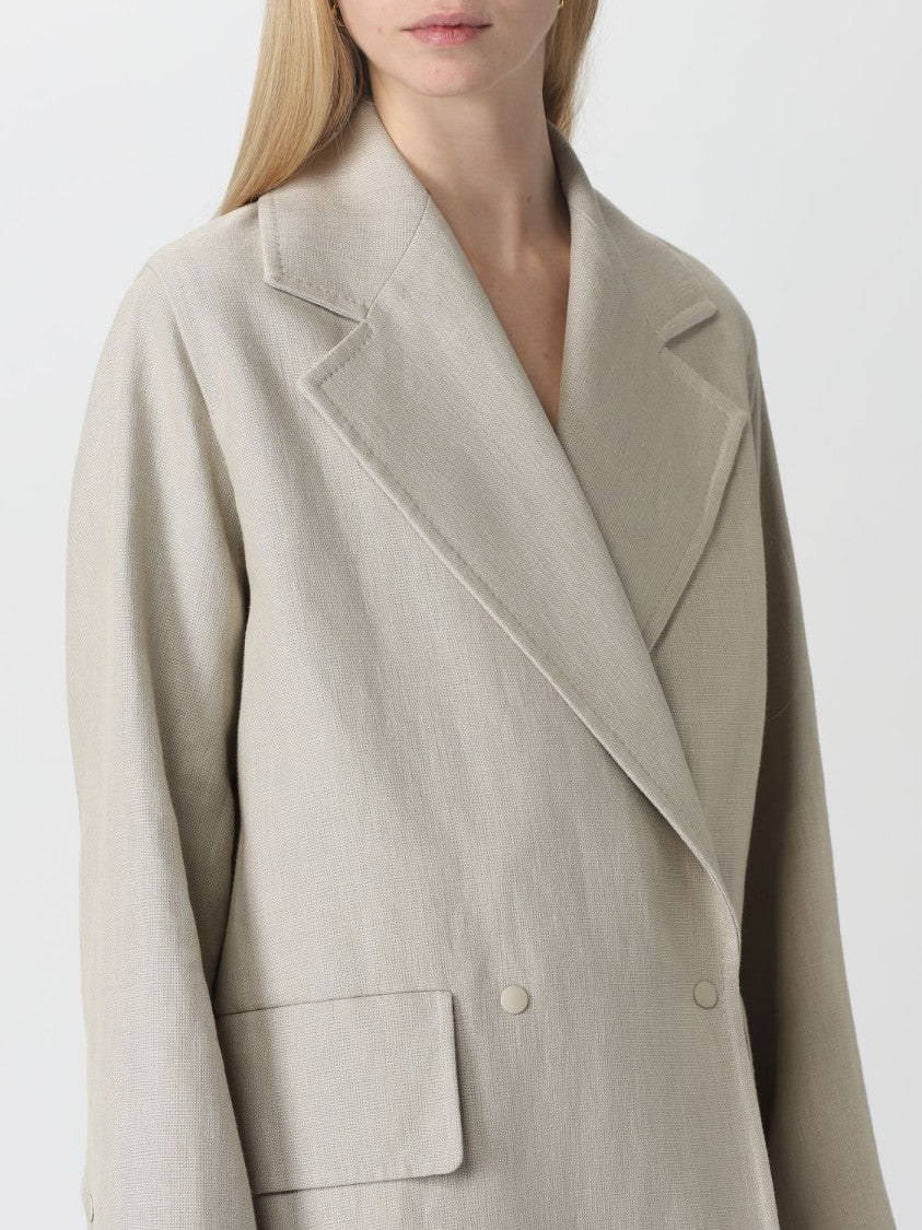 Max Mara Relaxed Silhouette Double-Breasted Coat With Belted Waist