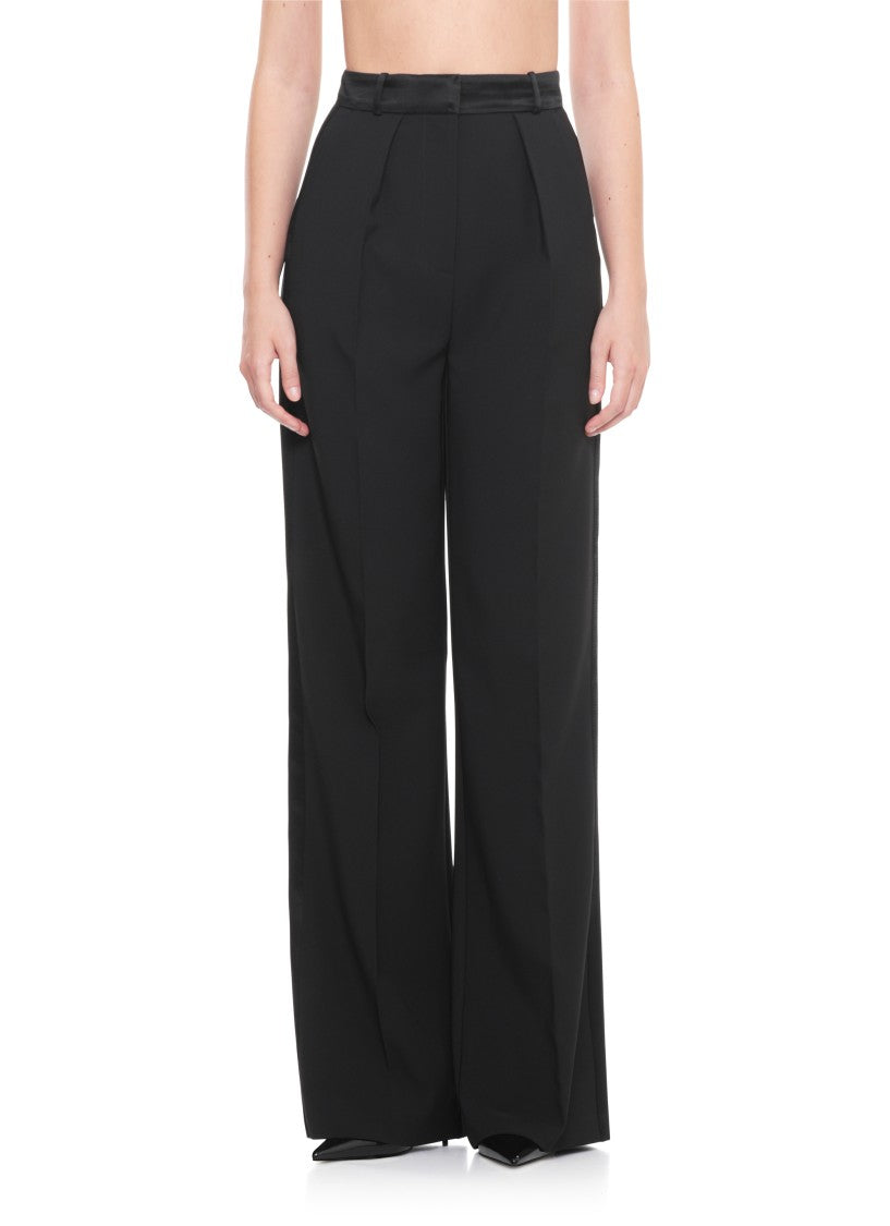 Elisabetta Franchi High-Waisted Black Crepe Pants With Flap Pockets