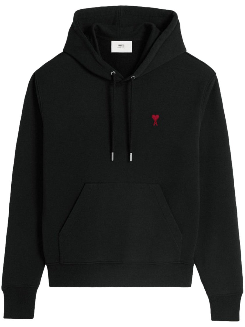 Ami Black Cotton Hoodie