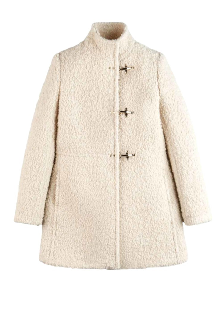 Fay Textured Mid-Length Coat With Curly Fabric