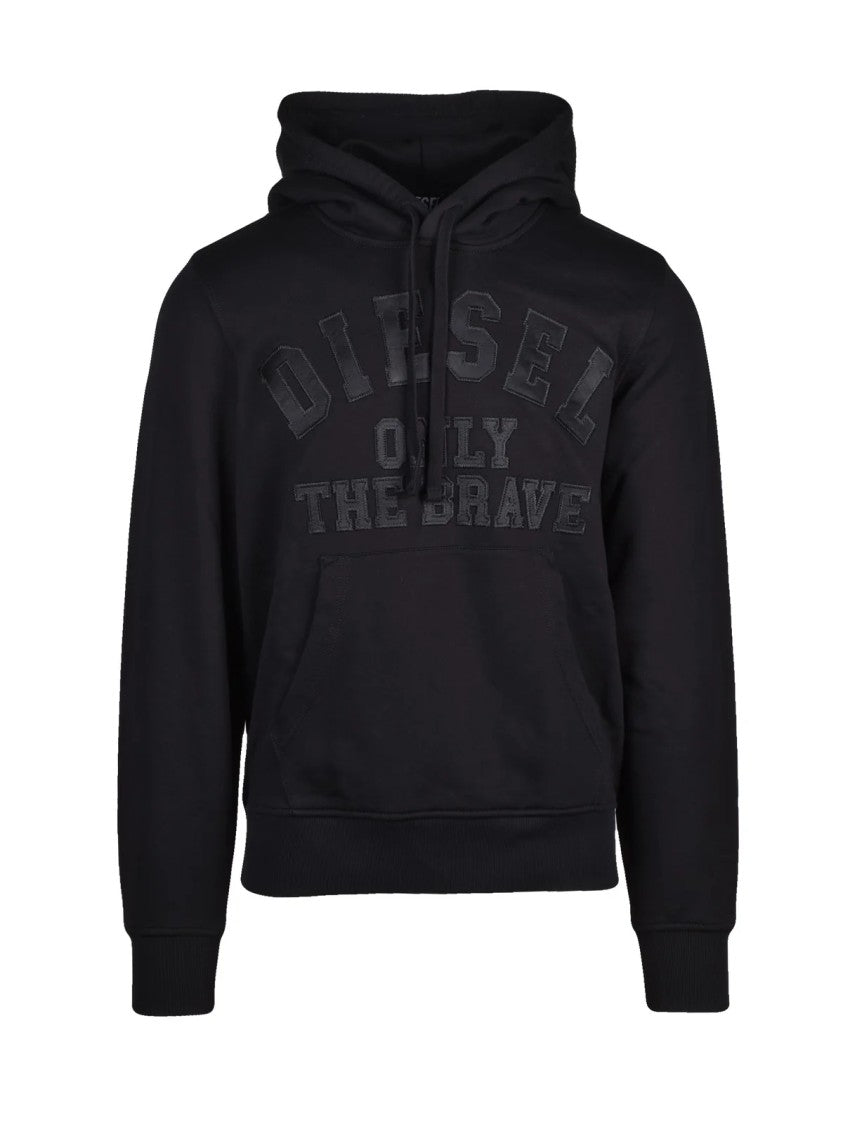 Diesel Pullover Hoodie With Tonal Embossed Detail And Drawstring Hood
