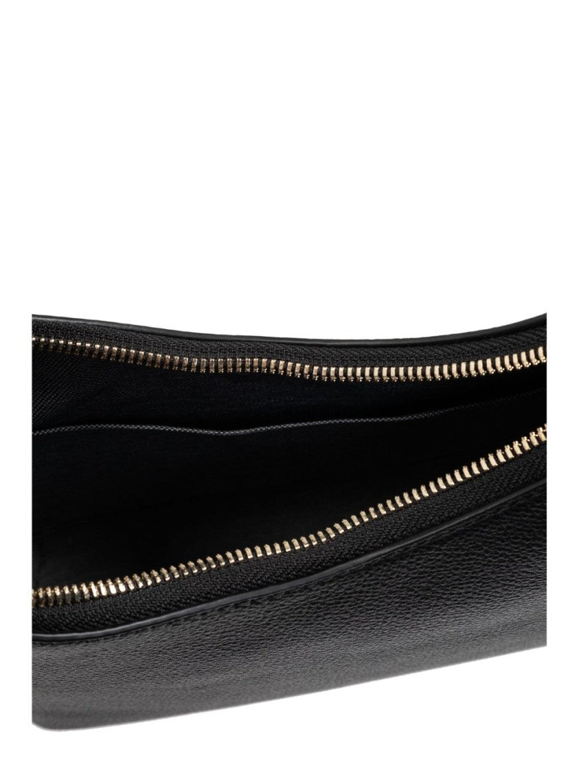 Furla Curved Black Calf Leather Shoulder Bag