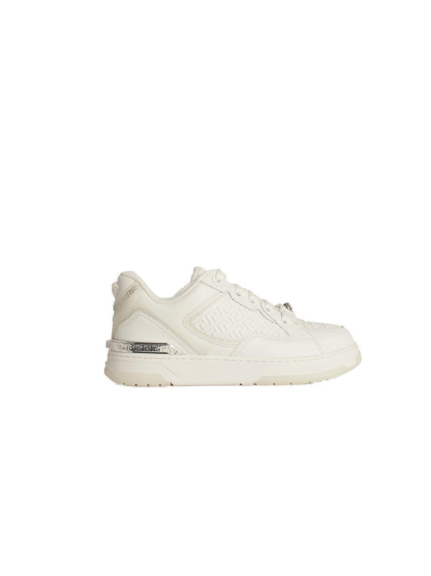 Versace 'Greca' White Leather Blend Sneakers