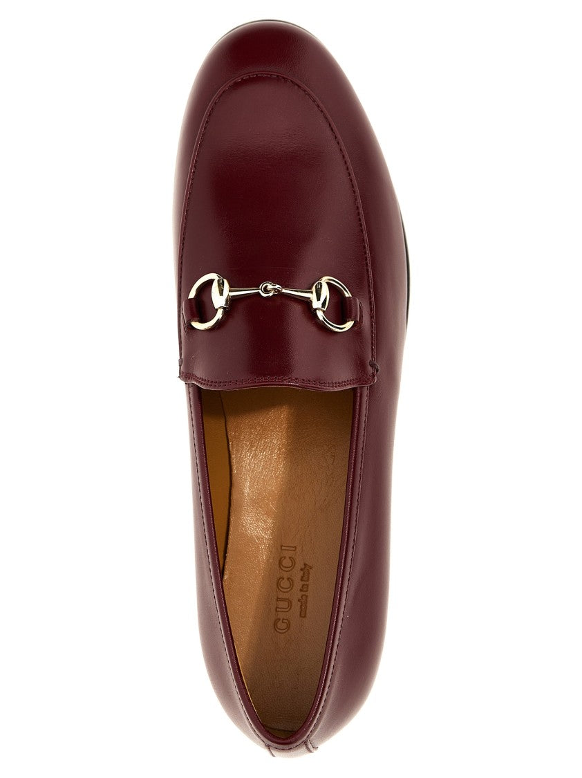 Gucci Burgundy Leather Loafers With Metal Clamp Detail