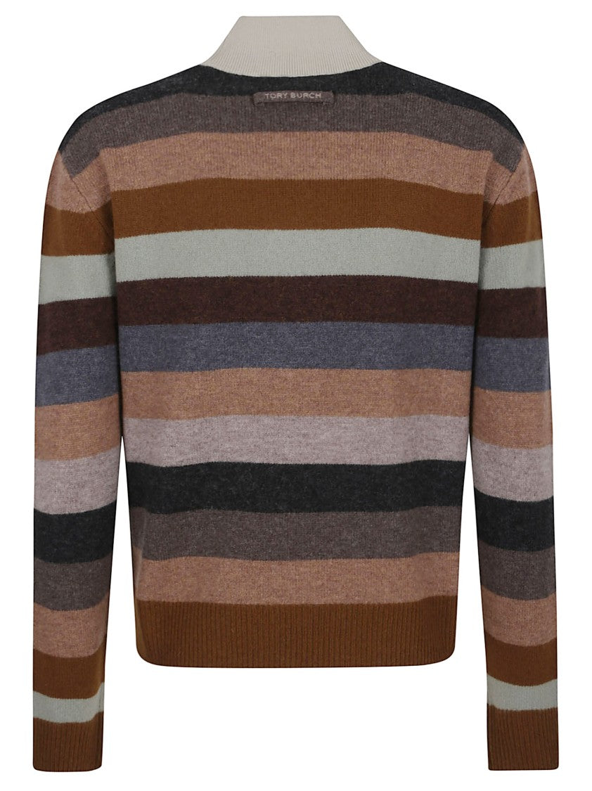 Tory Burch Striped Wool-Cashmere Blend Sweater