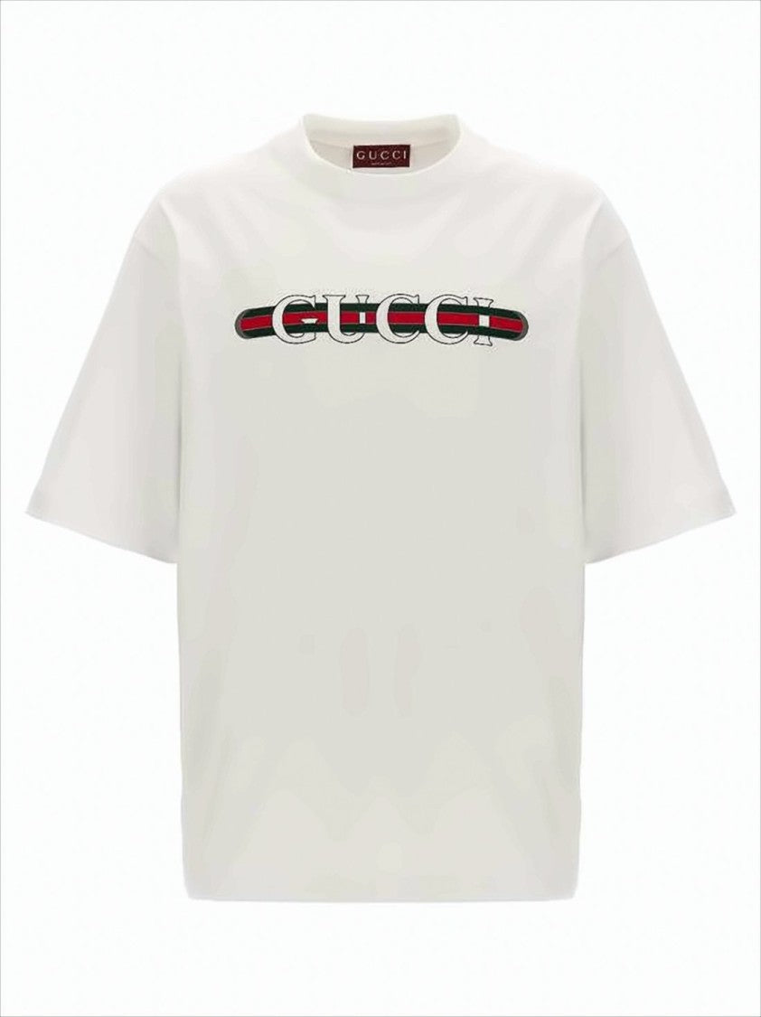 Gucci Relaxed Fit Short-Sleeved Crew Neck T-Shirt With Bold Stripe Design